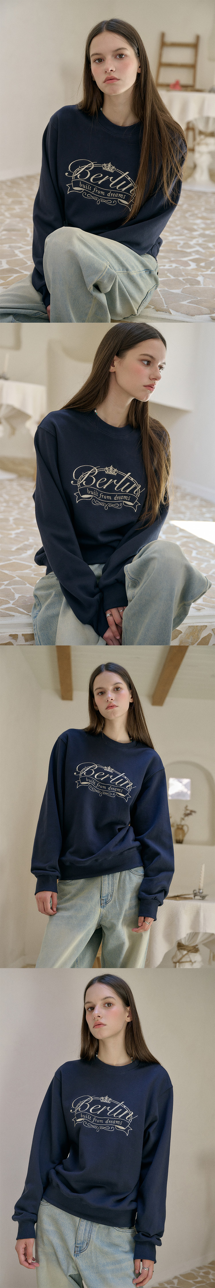 EMBROIDERY SWEATSHIRT - 4 COLORS NAVY
