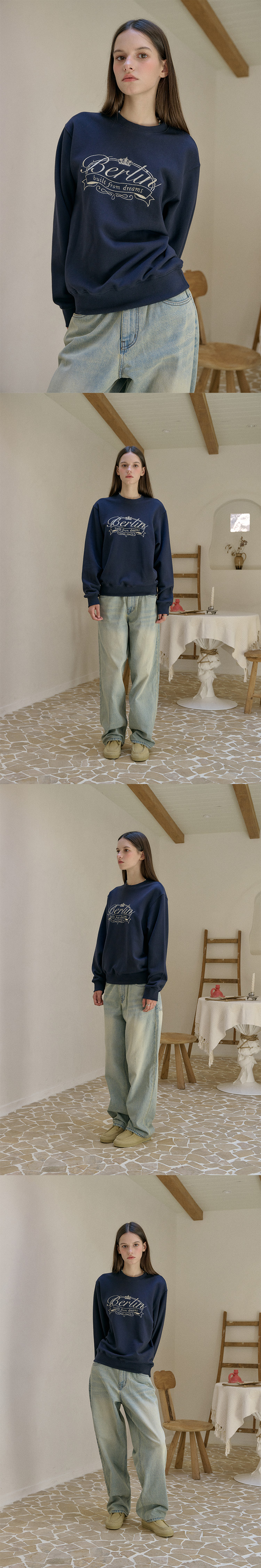 EMBROIDERY SWEATSHIRT - 4 COLORS NAVY