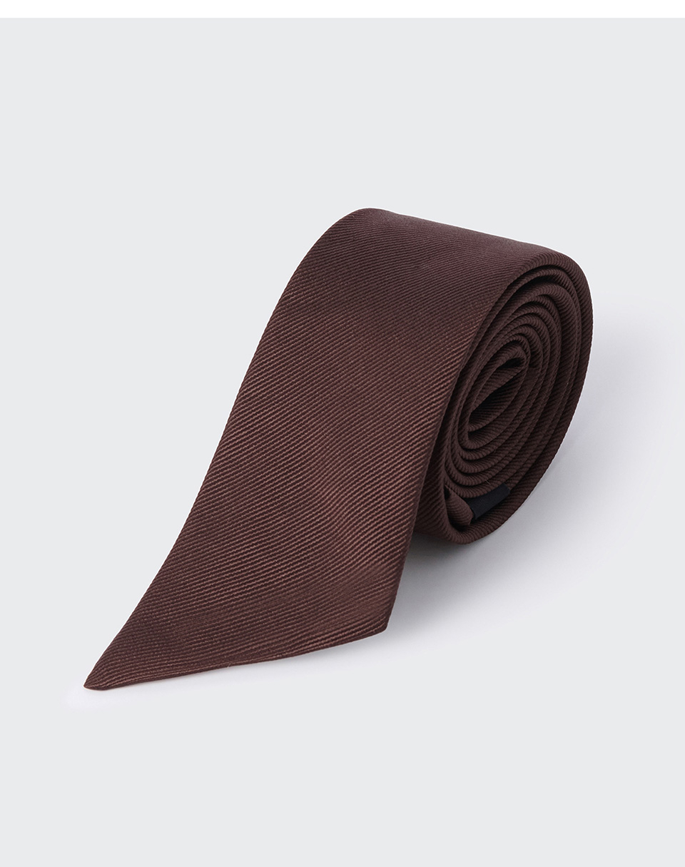 WOMENS SILK SLASH CUT NECKTIE #韓韶禧同款! - 3 COLORS BROWN