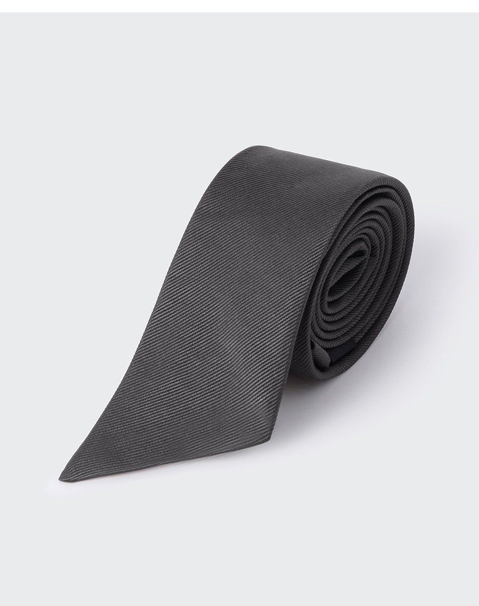 WOMENS SILK SLASH CUT NECKTIE #韓韶禧同款! - 3 COLORS GREY