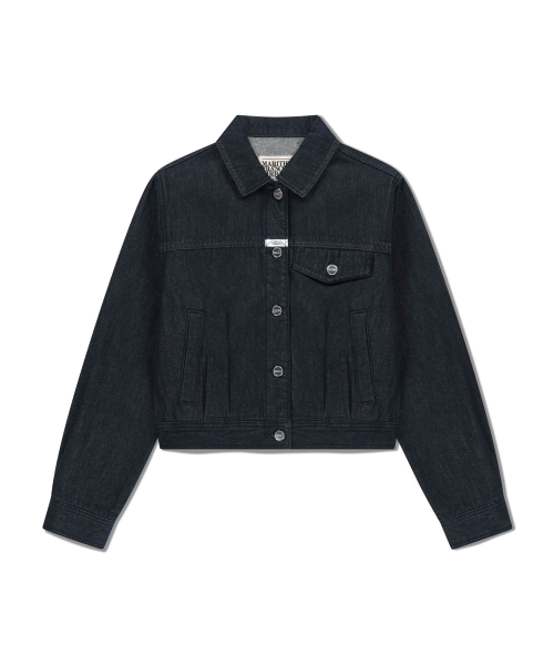 W DENIM TUCK DETAIL JACKET dark blue