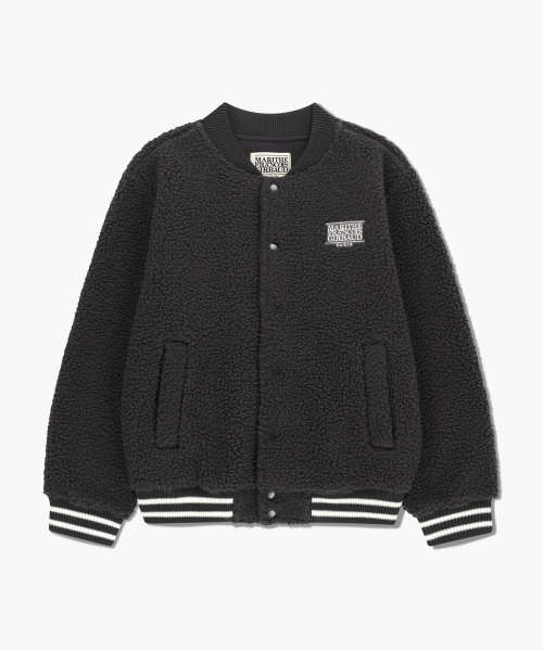 FLEECE VARSITY JACKET charcoal