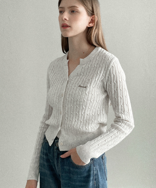 Wool Y-neck knit cardigan