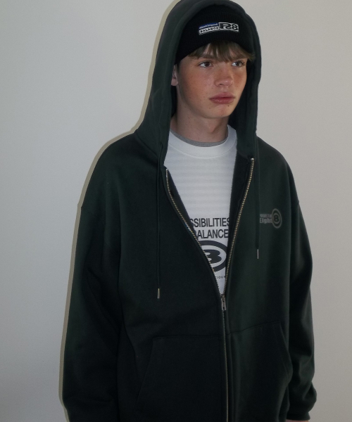 8SYMBOL ZIP-UP HOODIE - DARK GREY