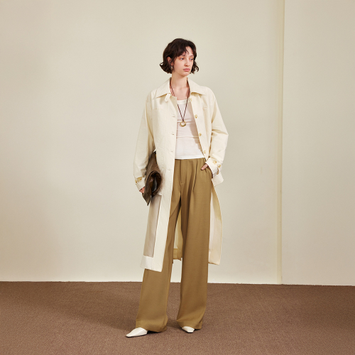 YY_Belt cinched waist mid-length coat