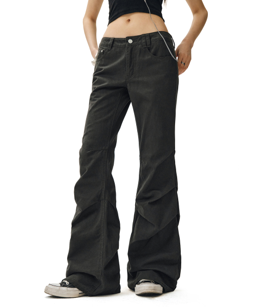 Flared Shirring Pants DCWPT017CHARCOAL