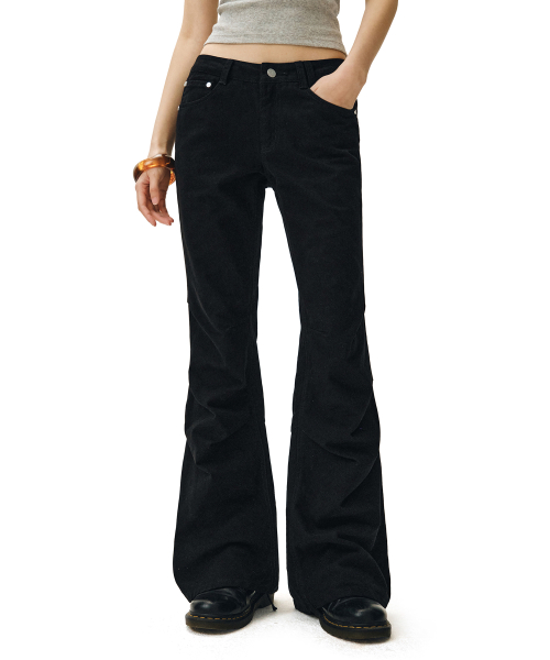 Flared Shirring Pants DCWPT017BLACK