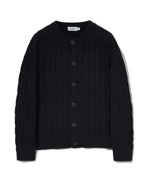 Мягкий кардиган в косичку round-neck Navy COOSCD021NAVY