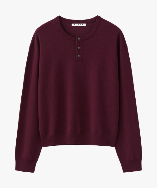 Укороченный шерстяной трикотаж хенли - 8 COLOR