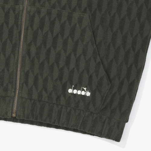 Махровое худи на молнии из жаккарда Khaki
