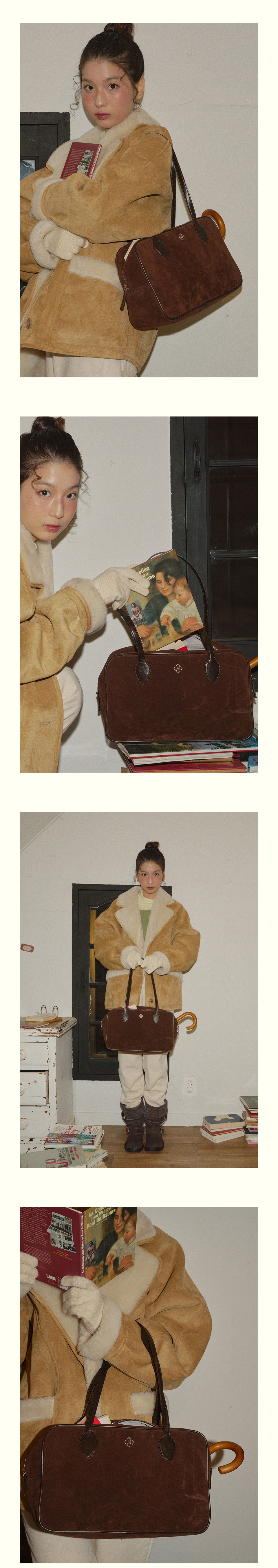 MUSINSA | HEEARI Sage Suede Square Bag_Brown