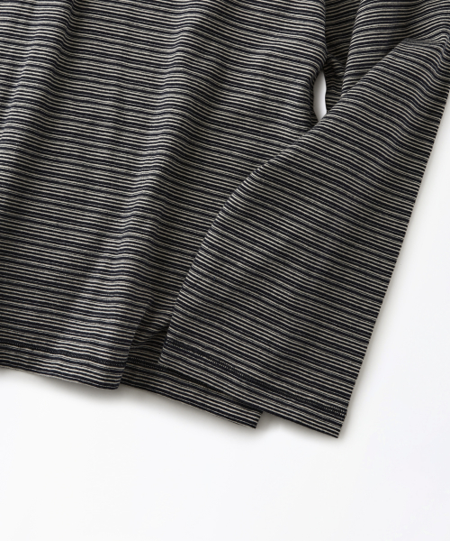 THIN STRIPE LONG SLEEVE TEE_NAVY/IVORY