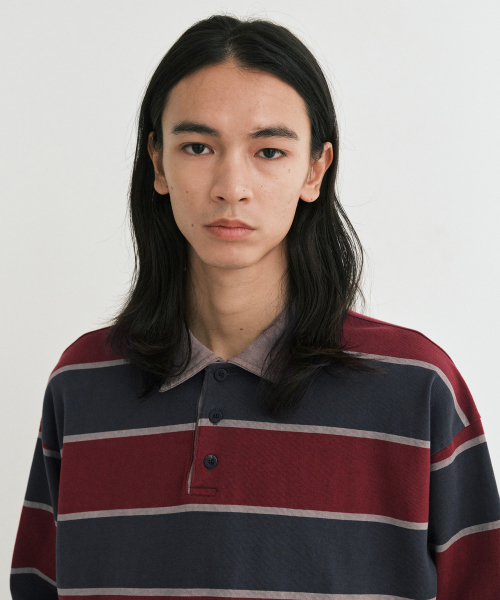 Vtg stripe polo shirt (vtg beige)