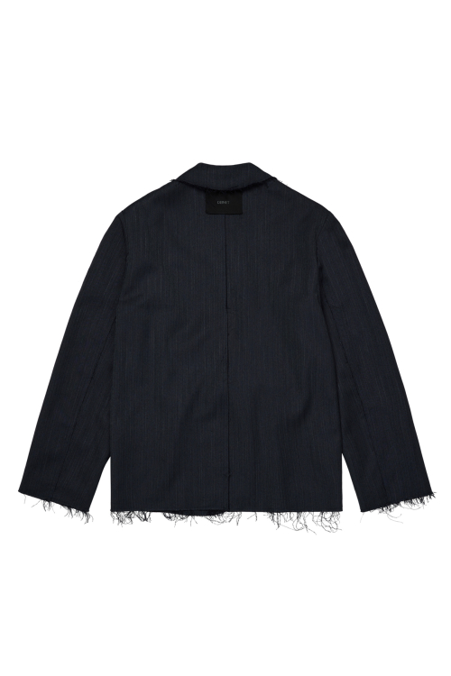 DEINET ROUGH CUT DETAIL BLAZER IN CHARCOAL