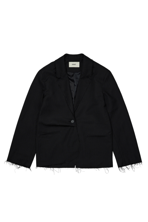 DEINET ROUGH CUT DETAIL BLAZER IN BLACK