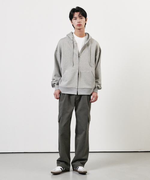 Свободный укороченный зип-худи Melange Grey