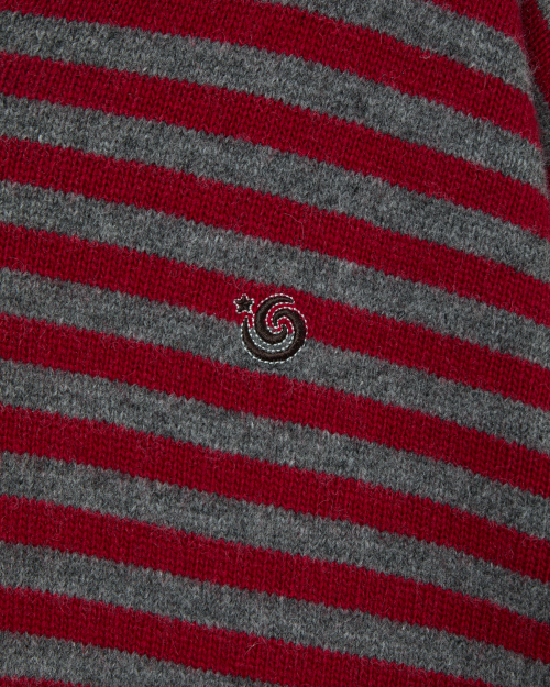 STRIPE V-NECK KNIT PULLOVER [GREY]