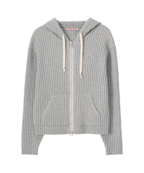 Базовый зип-худи в рубчик (Light Grey)