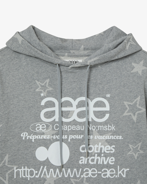 WEB LOGO STAR LOOSED HOODIE [GREY]