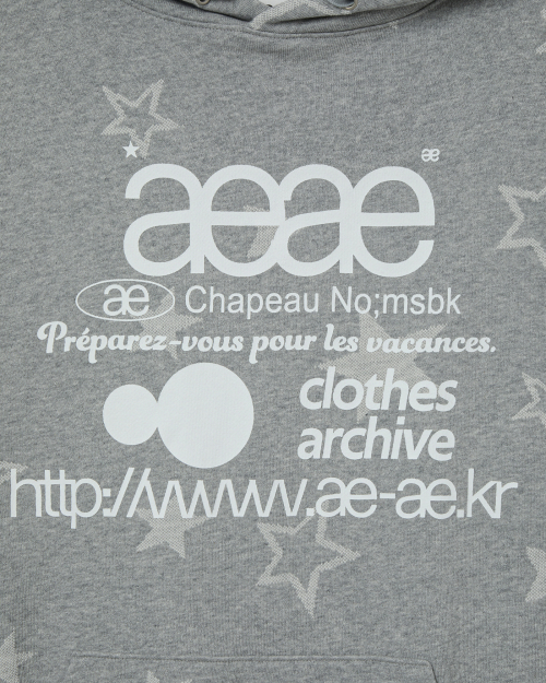 WEB LOGO STAR LOOSED HOODIE [GREY]