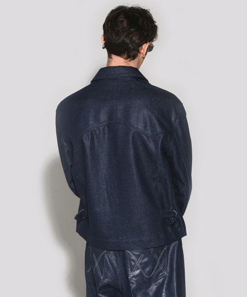 Herringbone glow denim western jacket indigo