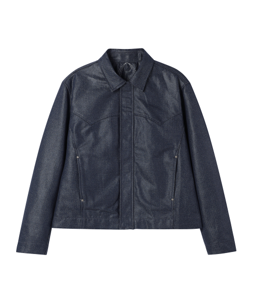 Herringbone glow denim western jacket indigo