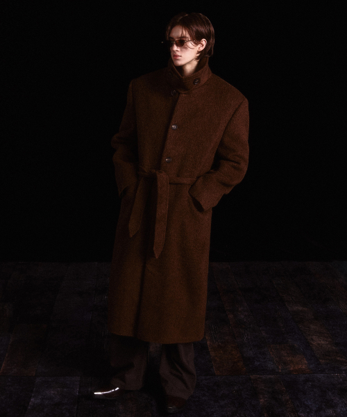 Monterra handmade wool balmacaan coat brown