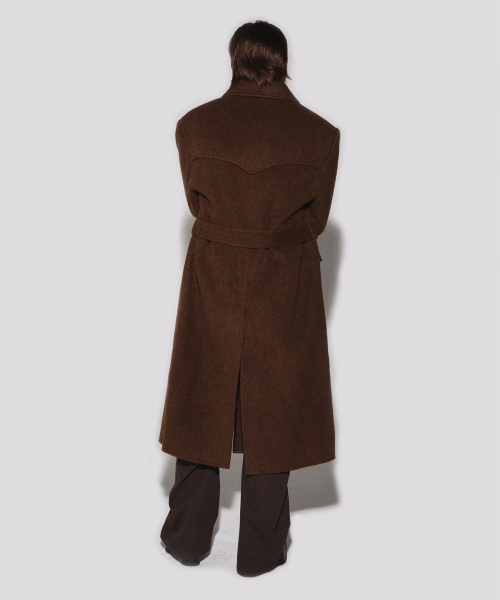 Monterra handmade wool balmacaan coat brown