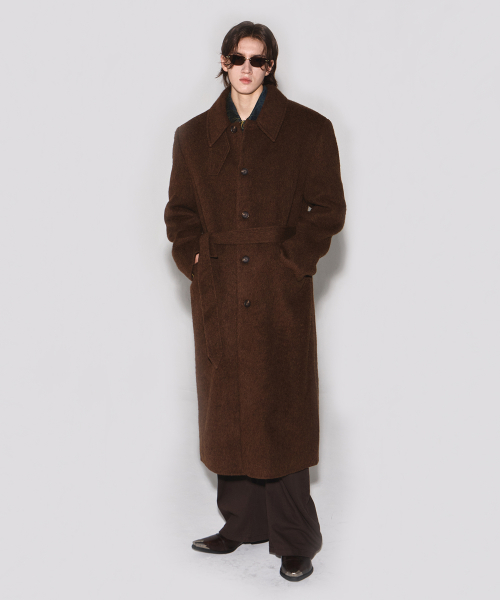 Monterra handmade wool balmacaan coat brown