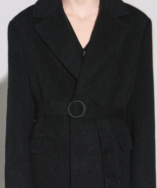 Rio handmade wool notched half double coat black