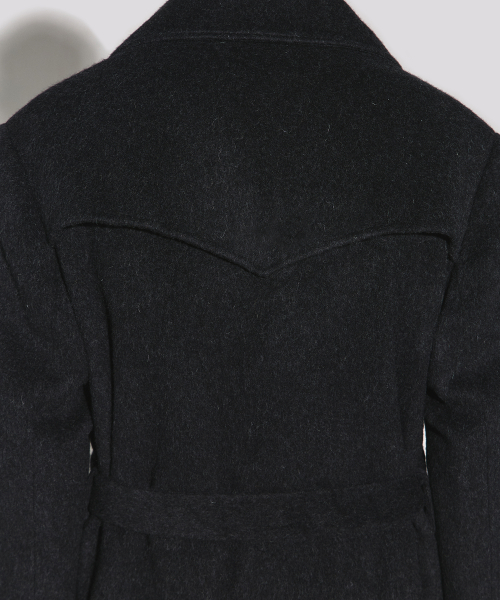 Rio handmade wool notched half double coat black