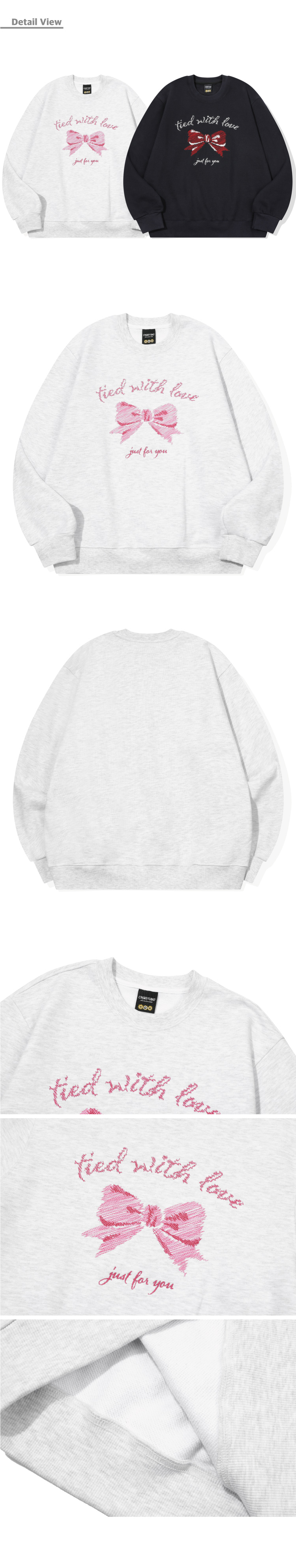 EMBROIDERY SWEATSHIRT - 4 COLORS MELANGE WHITE