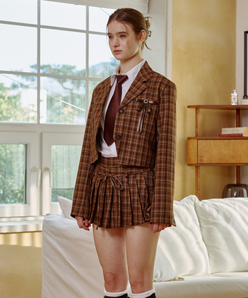 WHITNEY CROP JACKET / BROWN