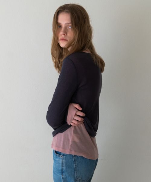 SOFT WOOL JERSEY T-SHIRT CHARCOAL