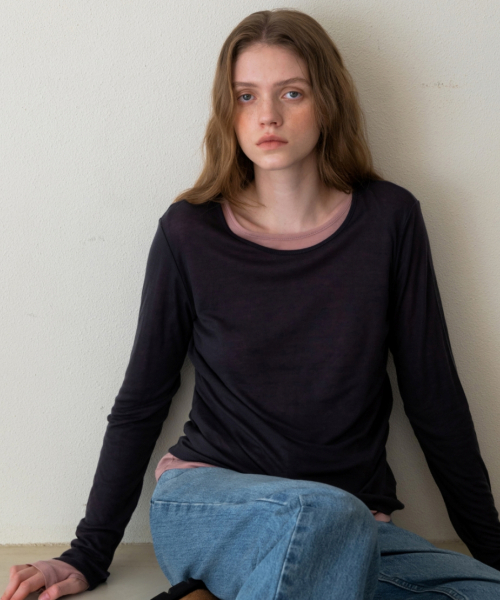 SOFT WOOL JERSEY T-SHIRT CHARCOAL