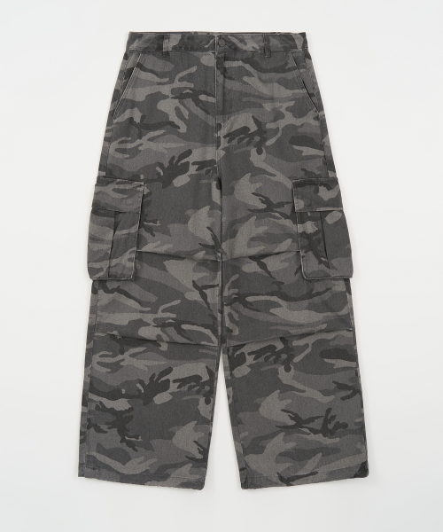 CAMO WIDE COTTON PANTS (GREY)