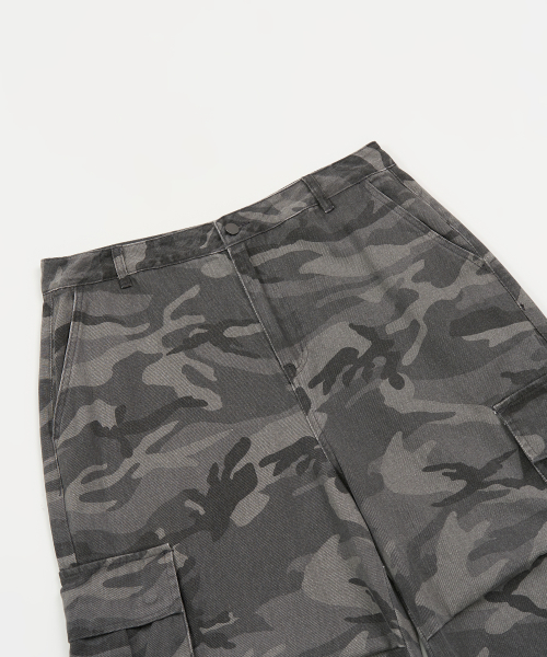 CAMO WIDE COTTON PANTS (GREY)