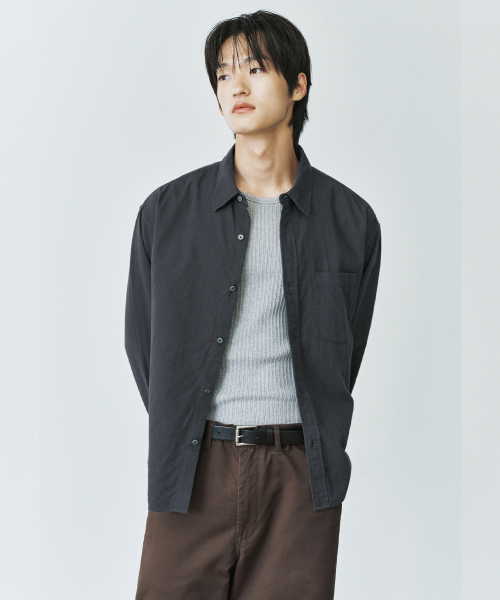 [X] PINTER CROP GAUZE SHIRT [GRAPHITE]