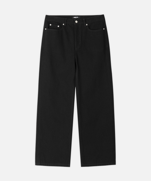 USUAL SEMI-WIDE DENIM PANTS [RAW BLACK]