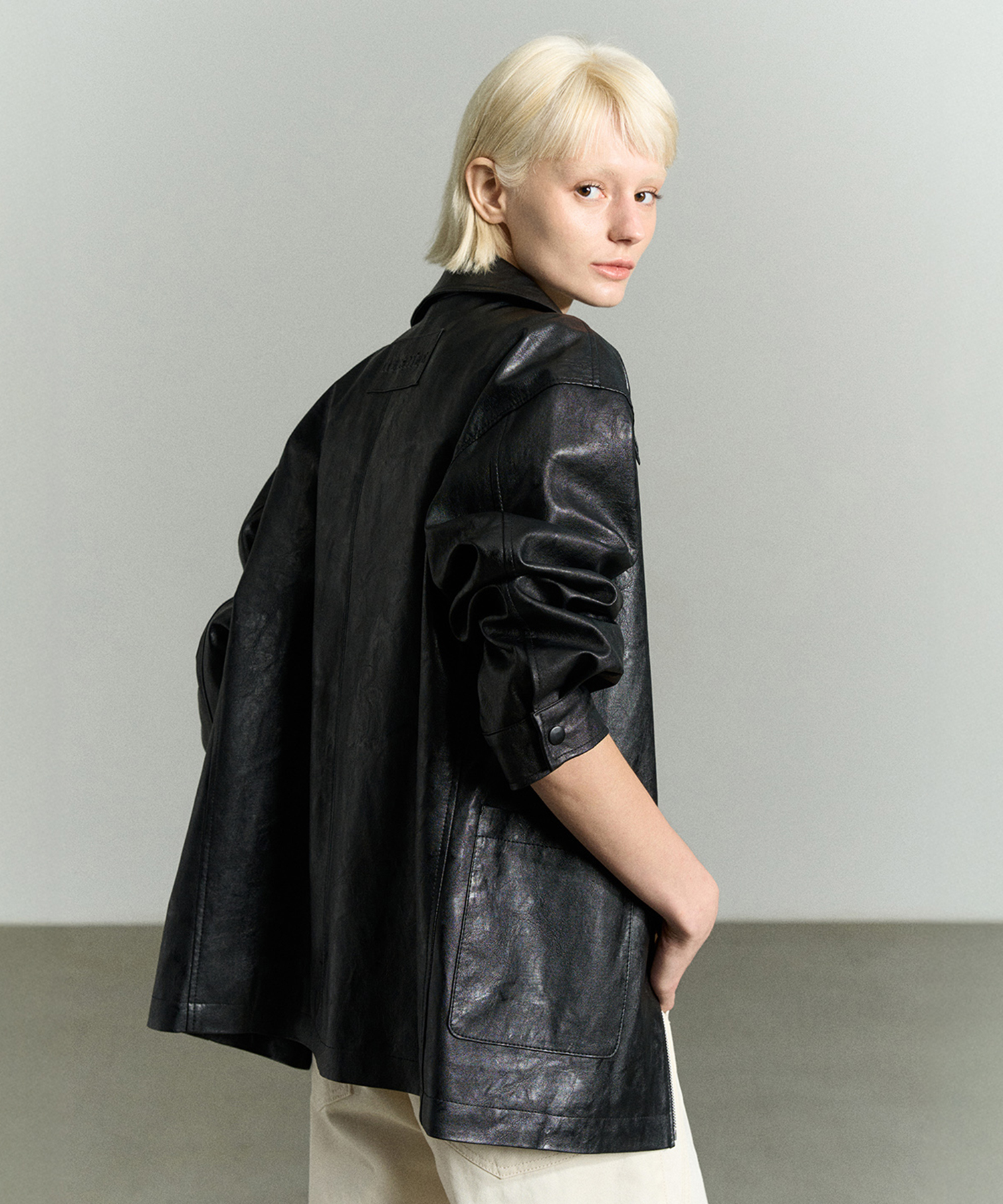 FAUX LEATHER ZIP-UP JACKET