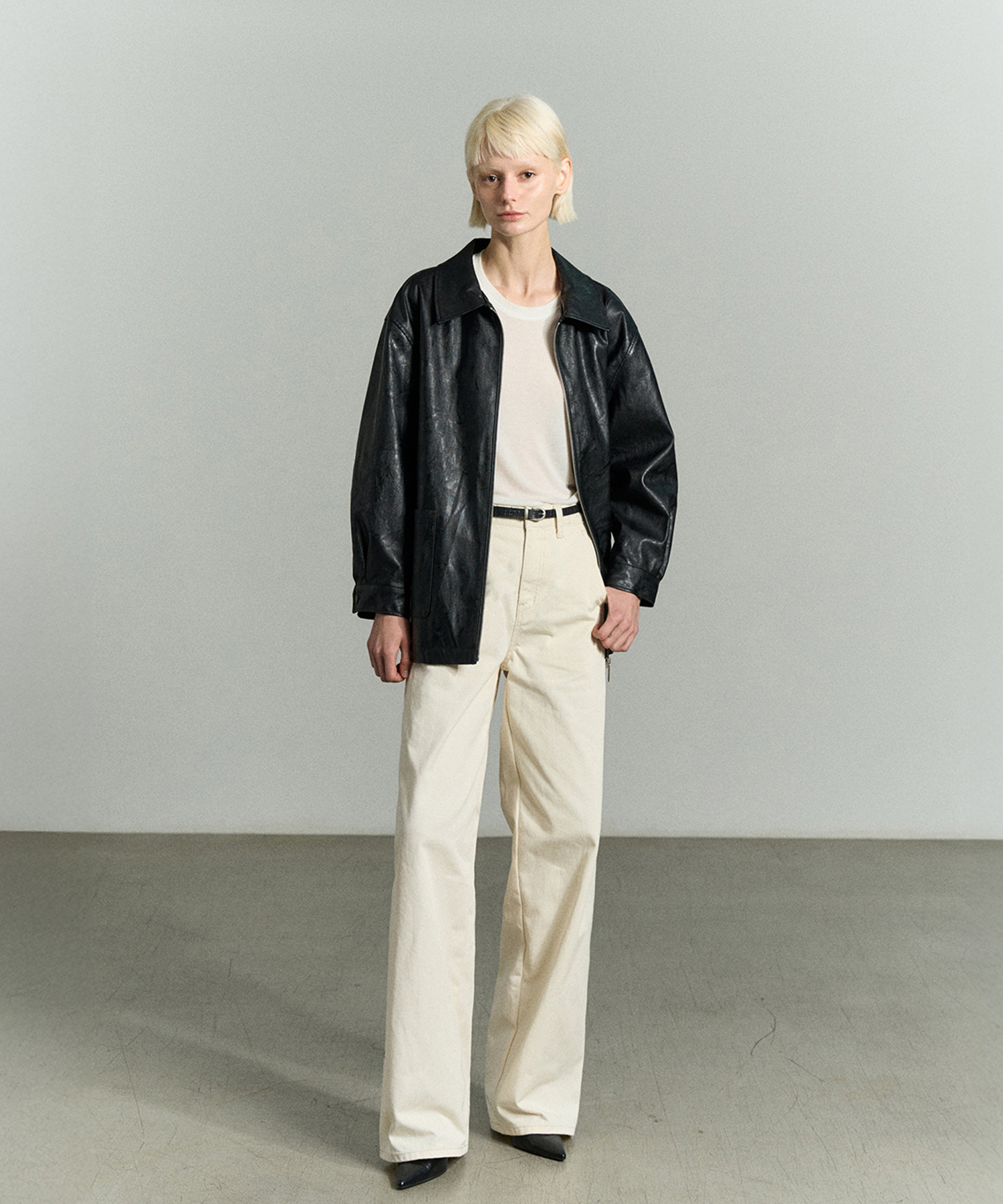 FAUX LEATHER ZIP-UP JACKET