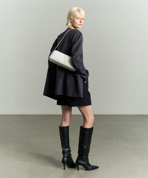 SHOULDER PADDED COLLARLESS JACKET