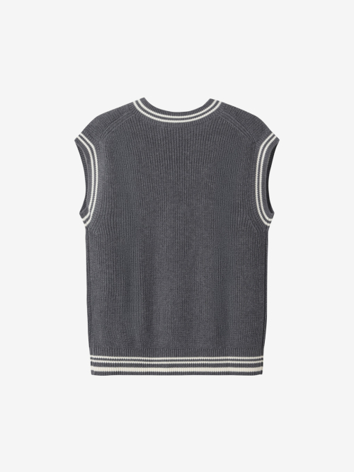 BOXY FIT UNISEX KNIT VEST_MELANGE GRAY