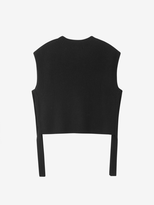 RIBBED WOOL VEST_BLACK