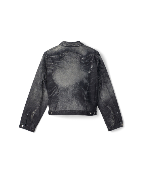 Distorted Denim Jacket Black-Grey