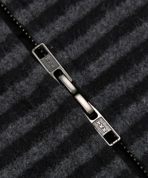 STRIPE FLEECE HOOD ZIP-UP (CHARCOAL/BLACK)