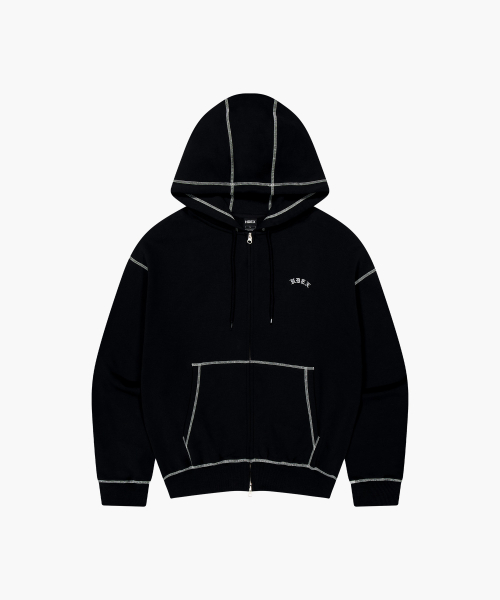 Худи на молнии с контрастной строчкой (Black)