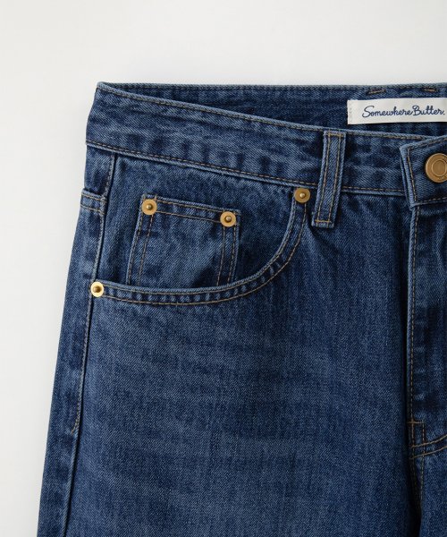 Ant Wide Denim Pants - Deep Blue
