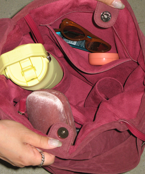 0007 Layered Pouch Hobo Bag_Suede Plum