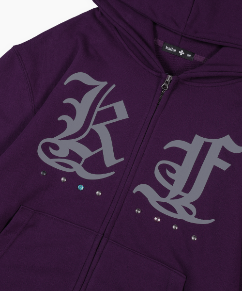 Худи на молнии со стразами Glint Purple K25ZA164